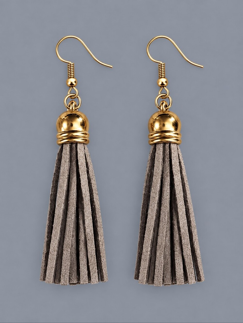 5/$25 Gold Accent Gray Tassel Dangle Hook Earrings